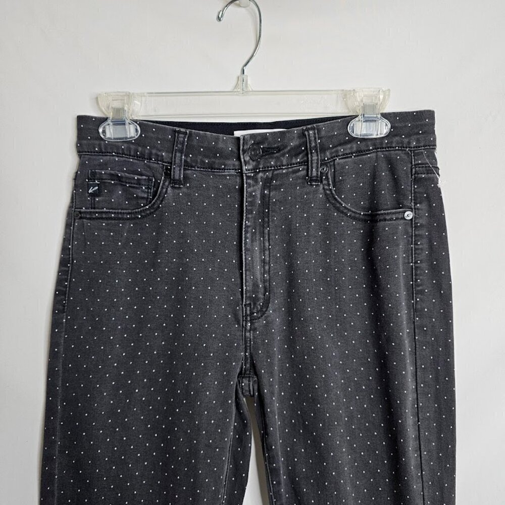 KANCAN Skinny Jeans size 9/28 BLACK w POLKA DOTS Preppy Mid Rise Pants Chic Cute - Picture 3 of 9